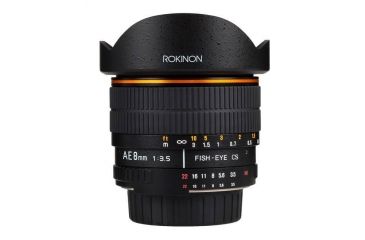 Image of Rokinon 8mm F3.5 Fisheye Camera Lens for Nikon AE with Automatic Chip, Black AE8M-N