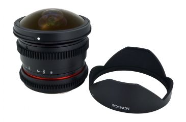 Image of Rokinon 8mm T3.8 Cine HD Fisheye Camera Lens w/Removable Hood for Canon EF Mount, Black RKHD8MV-C