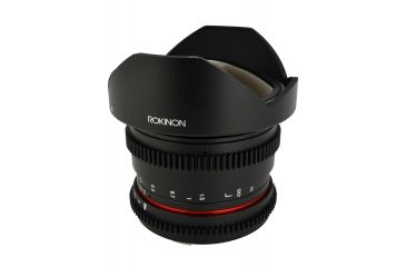 Image of Rokinon 8mm T3.8 Cine HD Fisheye Camera Lens w/Removable Hood for Canon EF Mount, Black RKHD8MV-C