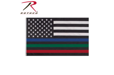 Image of Rothco Thin Red, Blue, and Green Line US Flag, 3' x 5', 14459