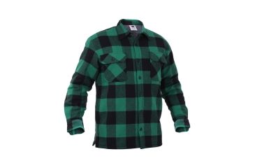 Image of Rothco Extra Heavyweight Buffalo Plaid Sherpa-lined Flannel Shirts, Green, M, 3735-Green-M