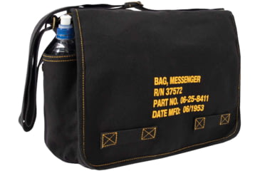 Image of Rothco Heavyweight Canvas Classic Messenger Bag With Military Stencil, Black, 91181-Black