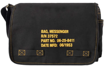 Image of Rothco Heavyweight Canvas Classic Messenger Bag w/ Military Stencil, Black, 91181-Black