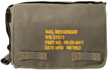 Image of Rothco Heavyweight Canvas Classic Messenger Bag With Military Stencil, Olive Drab, 91182-OliveDrab