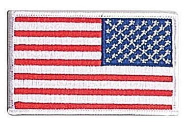 Image of Rothco Iron On / Sew On Embroidered US Flag Patch, Red White Blue with White Border, 12777-RedWhiteBluewithWhiteBorder-Reverse