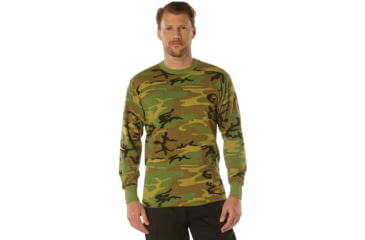 Image of Rothco Long Sleeve Vintage T-Shirt - Woodland Camo, Small, 3733-S