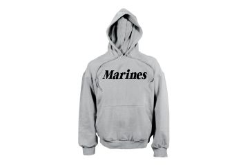 Image of Rothco Marines Pullover Hooded Sweatshirt, Grey, L, 9186-Grey-L