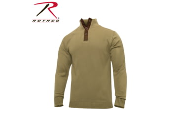 Image of Rothco 3-Button Sweater With Suede Accents, Khaki, 2XL, 3805-Khaki-2XL