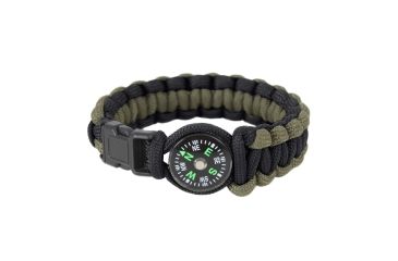 Image of Rothco Paracord Compass Bracelet, Olive Drab/Black, 7, 999-OliveDrabBlack-7Inches
