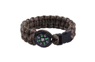 Image of Rothco Paracord Compass Bracelet, Woodland Camo, 7, 920-WoodlandCamo-7Inches