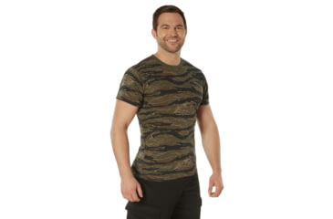 Image of Rothco Pocket T-Shirt Collection Available In Cotton/Poly and Moisture Wicking Poly, Tiger Stripe Camo, Small, Cotton/Polyester, 36950-TigerStripeCamo-CottonPolyester-S