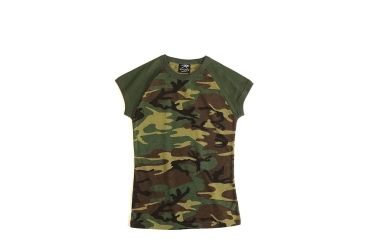 Image of Rothco Short Sleeve Camo Raglan T-Shirt, Woodland Camo, Small, 8034-WoodlandCamo-S