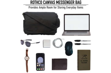 Image of Rothco Vintage Unwashed Canvas Messenger Bag, Black, 9118