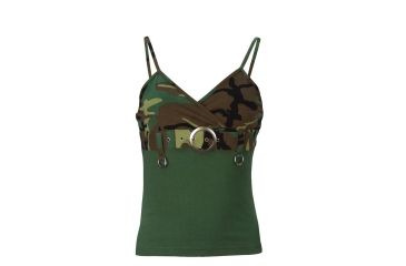 Image of Rothco Womens 2-Tone Tank Top w/ Buckle, Woodland Camo, Extra Small, 8068-WoodlandCamo-XS