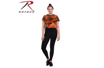 Image of Rothco Womens Camo Crop Top, Savage Orange Camo, Extra Small, 1942-SavageOrangeCamo-XS