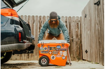 Image of RovR Products RollR 80 Cooler w/ Wagon Bin, Desert, 80 Quart, 80DROLLRWB