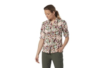 Image of Royal Robbins Expedition II Print 3/4 Sleeve Shirt - Womens, Evening Sand Ex Check, S, Y322024-Evening Sand Ex -S