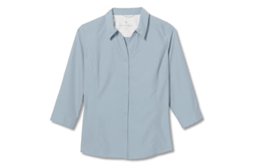 Image of Royal Robbins Expedition II Print 3/4 Sleeve Shirt - Womens, Summer Sky Ex Check, XS, Y322024-Summer Sky Ex -XS