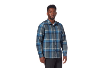 Image of Royal Robbins Trouvaille Organic Cotton Plaid Long Sleeve Shirt - Men's, Small, Slate Kruse Pld, Y722018-070-S