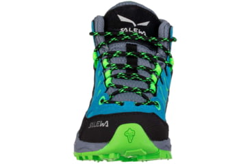 Image of Salewa Alp Trainer Mid GTX Hiking Boots - Kids, Blue Danube/Fluo Green, 3.5, 00-0000064010-8375-3.5