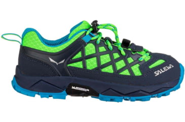 Image of Salewa Wildfire Climbing Shoes - Kids, Fluo Green/Blue Danube, 9.5, 00-0000064007-5810-9.5