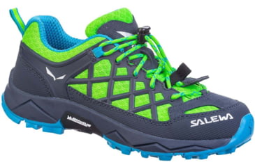 Image of Salewa Wildfire Climbing Shoes - Kids, Fluo Green/Blue Danube, 9.5, 00-0000064007-5810-9.5