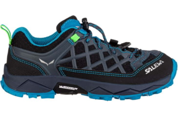 Image of Salewa Wildfire Climbing Shoes - Kids, Ombre Blue/Fluo Green, 13.5, 00-0000064007-3847-13.5