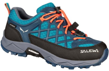 Image of Salewa Wildfire WP Hiking Shoes - Kids, Caneel Bay/Fluo Coral, 12.5, 00-0000064009-8641-12.5