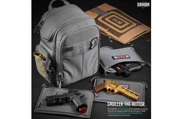 Image of Savior Equipment Compact S.E.M.A Pistol Backpack, 3 Gun, SW Gray, BP-CPSEMA-WS-GS