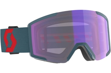 Image of SCOTT Shield LS Goggle, Neon Red/Aruba Green/Light Sensitive Blue Chrome, 2778367411307