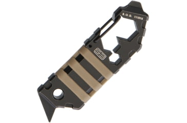 Image of Sektor3 Tools 1B Tool With Cutter, Titanium, Overall 3.875in, Black Finish Blade, Black/Tan Custom Rail Covers, SKT1B