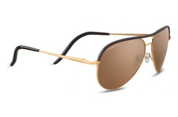 Image of Serengeti Carrara Leather, Polarized Drivers Gold, Aviator , Unisex, Shiny Bold Gold/Dark Brown Leather, Medium 8549