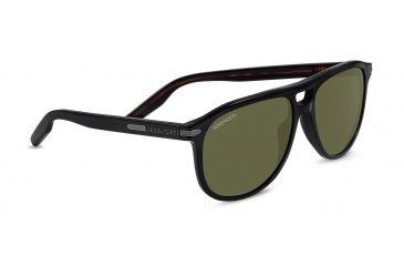 Image of Serengeti Giacomo Sunglasses,Shiny Black/Dark Tortoise Frame,Polarized 555nm Round Lens 8468