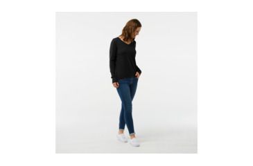 Image of Smartwool Shadow Pine V-Neck Sweater-Women's, Black, Extra Small, SW000345001-XS