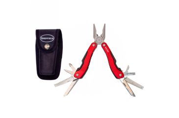 Image of Sheffield 12-in-1 Folding Multi Tool with Pouch, Red 12988