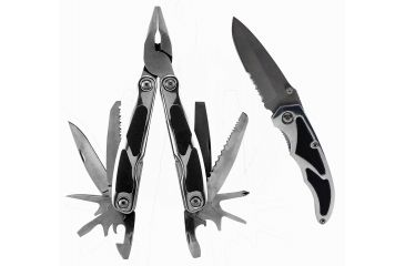 Image of Sheffield 2 Piece Precision 17-In-1 Multi Tool And Pocket Knife Set, Black 12813