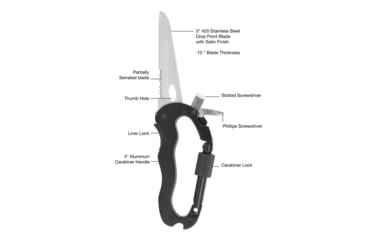 Image of Sheffield Wilco 4-In-1 Carabiner Multi-Tool, Black, 12173