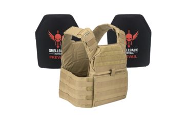 Image of Shellback Tactical Banshee Active Shooter Kit with Level IV Model 1155 Armor Plates, Coyote, One Size, NSN N SBT-BANRIF-ASK-CT