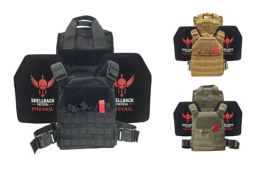 Image of Shellback Tactical Defender Active Shooter Armor Kit with Level IV Armor Plates, Black, Coyote, Ranger Green