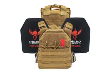 Image of DEMO, Shellback Tactical Defender Active Shooter Armor Kit with Level IV Model 1155 Armor Plates, Coyote, One Size, NSN N, SBT-ACTSHOOT-AR-CT