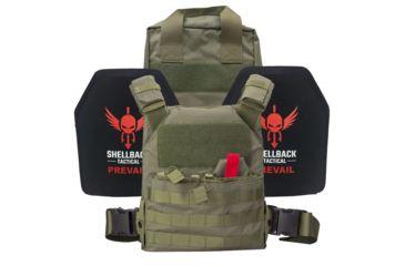 Image of DEMO, Shellback Tactical Defender Active Shooter Armor Kit with Level IV Model 1155 Armor Plates, Ranger Green, One Size, NSN N, SBT-ACTSHOOT-AR-RG