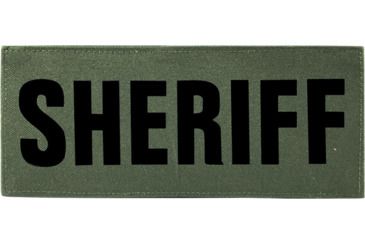 Image of Shellback Tactical Sheriff ID Placard, Hook Back, 2 x 5in?h, Black on Olive, One Size Fits Most SBT-X213230-SH-BO