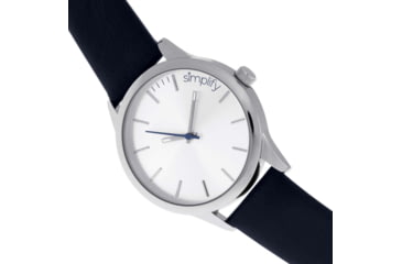 Image of Simplify Simplify The 2400 Leather-Band Unisex Watch, Silver/Navy, One Size, SIM2406