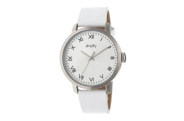 Image of Simplify The 4200 Leather Strap Watch, White/Silver, Standard SIM4201