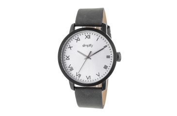 Image of Simplify The 4200 Leather Strap Watch, Charcoal/Silver, Standard SIM4205