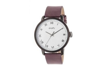 Image of Simplify The 4200 Leather Strap Watch, Plum/Silver, Standard SIM4206
