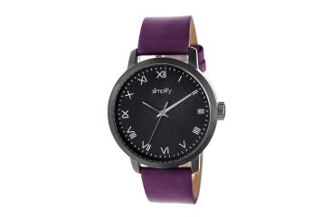 Image of Simplify The 4200 Leather Strap Watch, Purple, Standard SIM4207