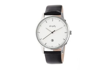 Image of Simplify The 4300 Leather Strap Watch with Date Display, Black, Standard SIM4301