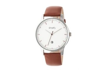 Image of Simplify The 4300 Leather Strap Watch with Date Display, Brown, Standard SIM4302