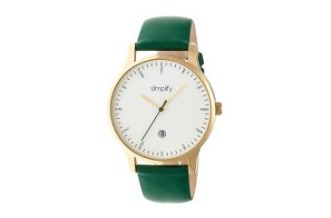Image of Simplify The 4300 Leather Strap Watch with Date Display, Forest Green, Standard SIM4305